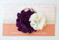 Plum and Ivory Headband, Flower Girl Headband - LoliBean