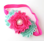 Pink and Aqua Headband, Hot Pink Headband - LoliBean