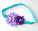 Aqua and Lavender Mermaid Headband, First Birthday Headband, Seashell Headband - LoliBean