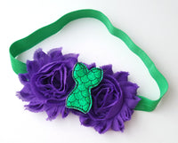 Purple and Green Mermaid Headband, Mermaid Cake Smash Bows