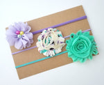 Newborn Headband Set - Purple and Aqua Headbands - LoliBean