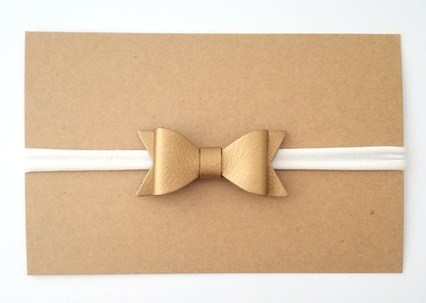 Gold Nylon Bow Headband - LoliBean