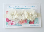 Ivory Flower Girl Headband, Baptism Headband - LoliBean