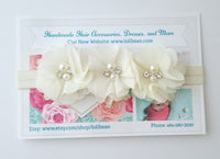Ivory Flower Girl Headband, Baptism Headband - LoliBean