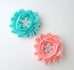 Aqua or Peach Starfish Hair Clips - LoliBean