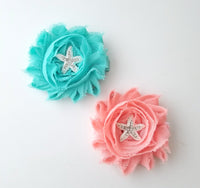 Aqua or Peach Starfish Hair Clips - LoliBean