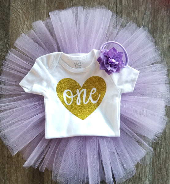 Lavender and Gold 1st Birthday Outfit - LoliBean