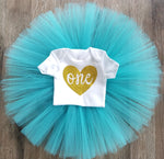 Gold and Teal 1st Birthday Outfit - LoliBean