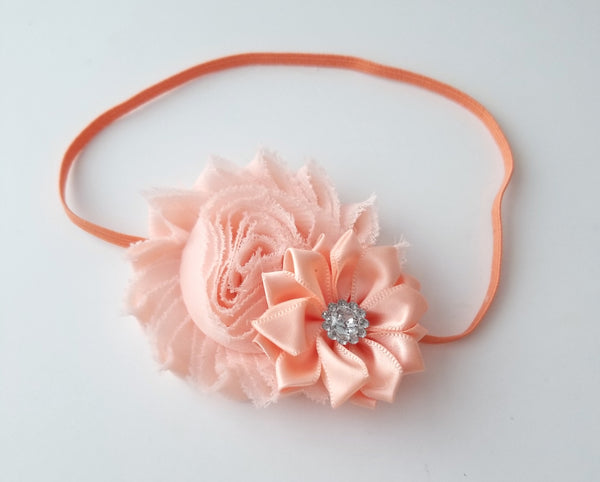 Peach Headband, Peach Newborn Headband - LoliBean