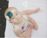 Teal and Ivory Headband - LoliBean