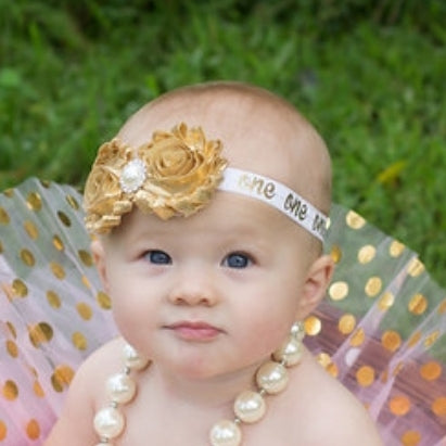 First Birthday Headband, Gold Headband - LoliBean