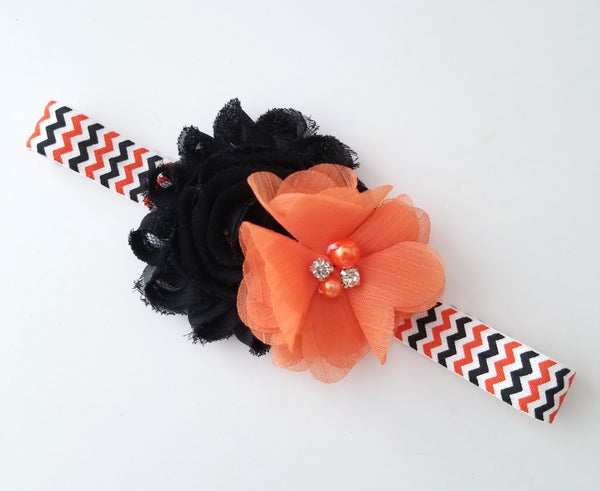 Halloween Headband / Black and Orange Halloween Headband - LoliBean