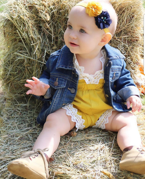 Navy Blue and Mustard Headband - LoliBean