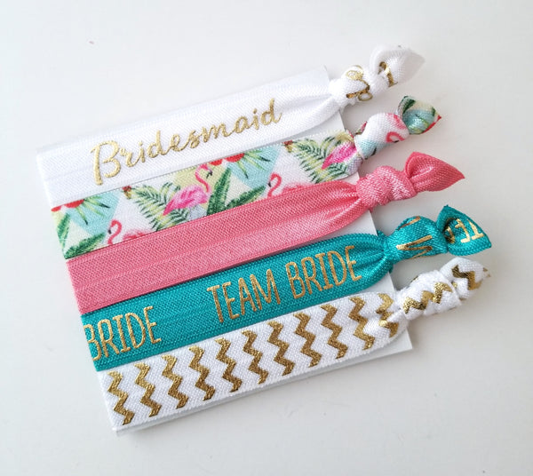 Bridesmaid Hair Tie Set, Beach Wedding Hair Ties