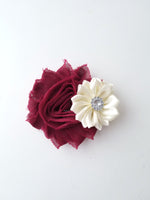 Wine & Ivory Holiday Hair Clip