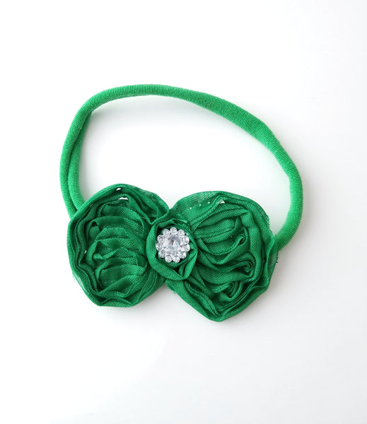 Green Mini Chiffon Bow Headband