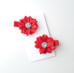 Red Holiday Hair Clips - Set of 2 Red Hair Clips