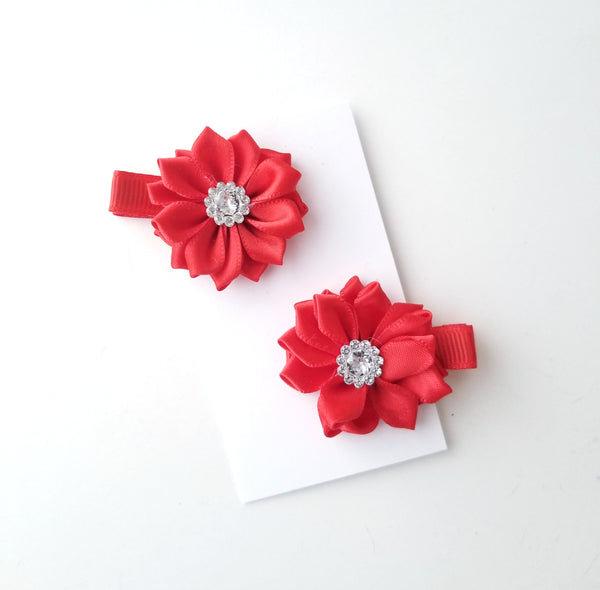 Red Holiday Hair Clips - Set of 2 Red Hair Clips