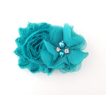 Teal Flower Girl Hair Clip