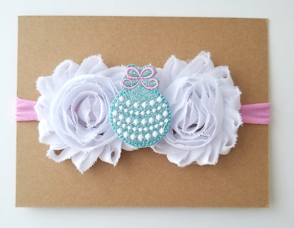 Pink & Aqua Christmas Ornament Headband