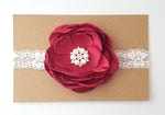 Red and Ivory Lace Headband