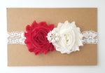 Red & Ivory Lace Headband