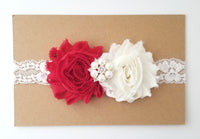 Red & Ivory Lace Headband
