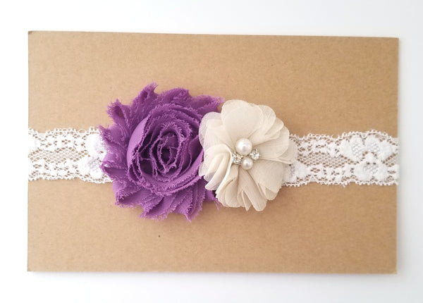 Plum & Ivory Lace Headband