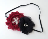 Black and Red Snowflake Headband