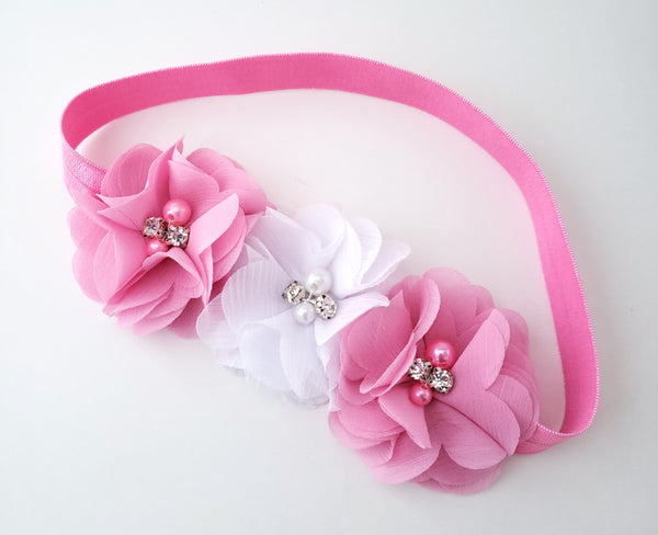 Pink & White Triple Flower Crown