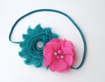 Teal and Hot Pink Headband