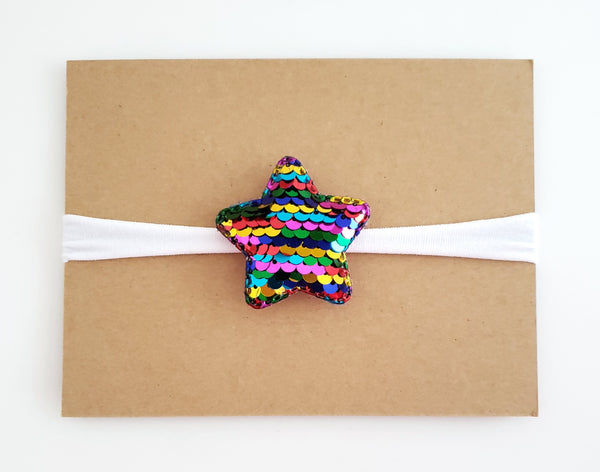 Rainbow Sequin Star Headband