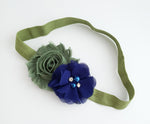 Olive Green and Royal Blue Headband