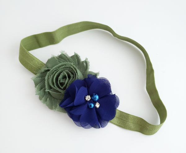 Olive Green and Royal Blue Headband