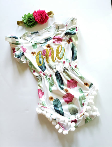 First Birthday Cactus Romper,  Fiesta Cake Smash, Cactus Cake Smash Outfit