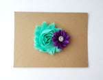 Teal & Purple Flower Hair Clip