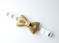 Gold & White Reindeer Bow Headband