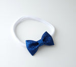 Petite Royal Blue Sparkly Bow Headband