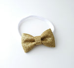 White & Gold Bow Headband