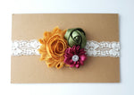 Cranberry & Ivory Lace Headband