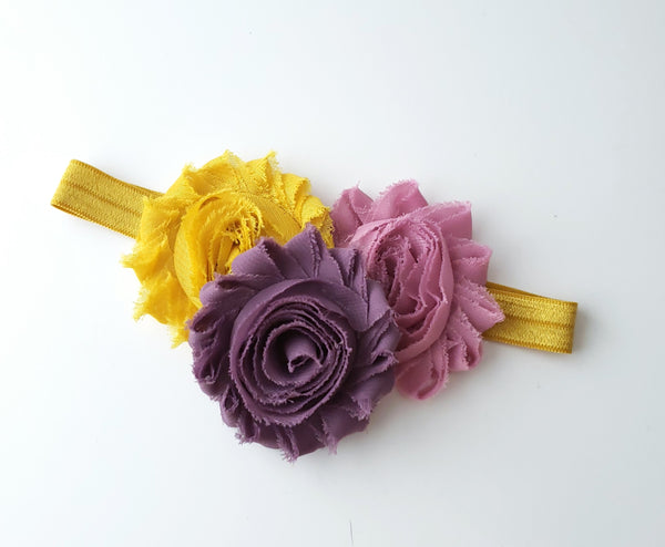 Blush Pink, Mustard and Pale Plum Shabby Chic Headband