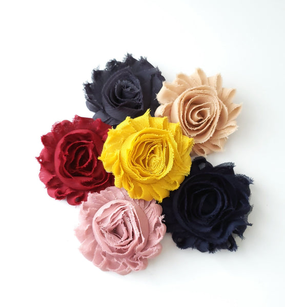 Fall Hair Clip Set, Set of 6 Chiffon Flower Hair Clips