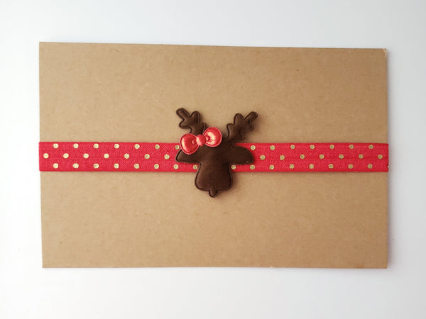 Red Reindeer Headband, Holiday Headband