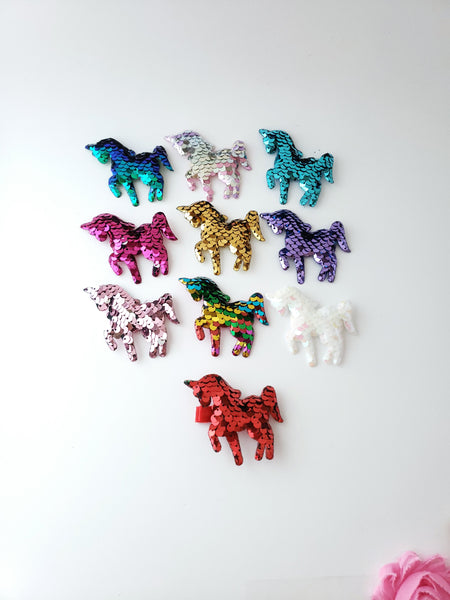 Sequin Unicorn Hair Clips