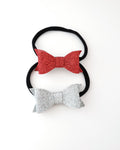 Red and Silver Glitter Bow Headbands