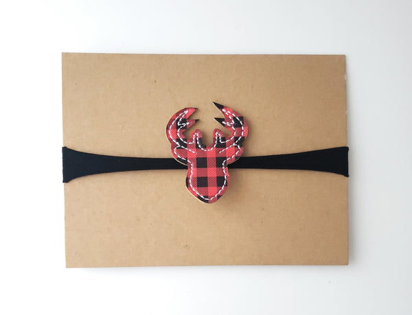 Buffalo Plaid Reindeer Headband