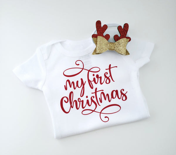 My 1st Christmas Onesie & Headband