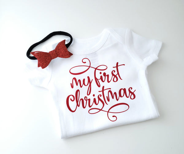 My 1st Christmas Onesie & Headband