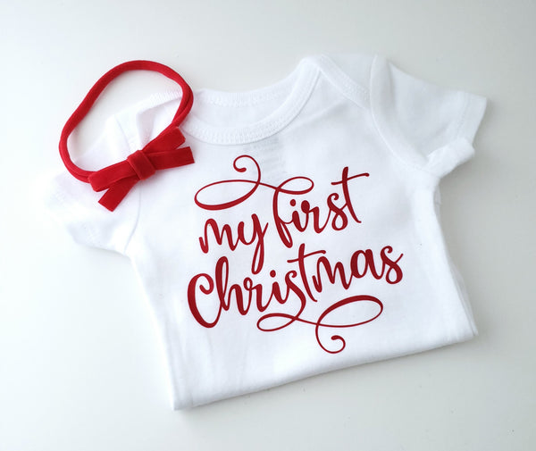 My 1st Christmas Onesie & Headband