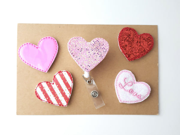 Heart Retractable Badge Reel, Valentine's Day Badge Reels, Nurse Badge Reel